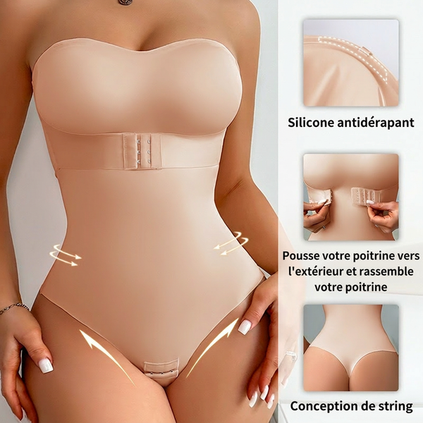 Body Gainant Sans Bretelles Haute Compression – Effet Ventre Plat & Taille Fine