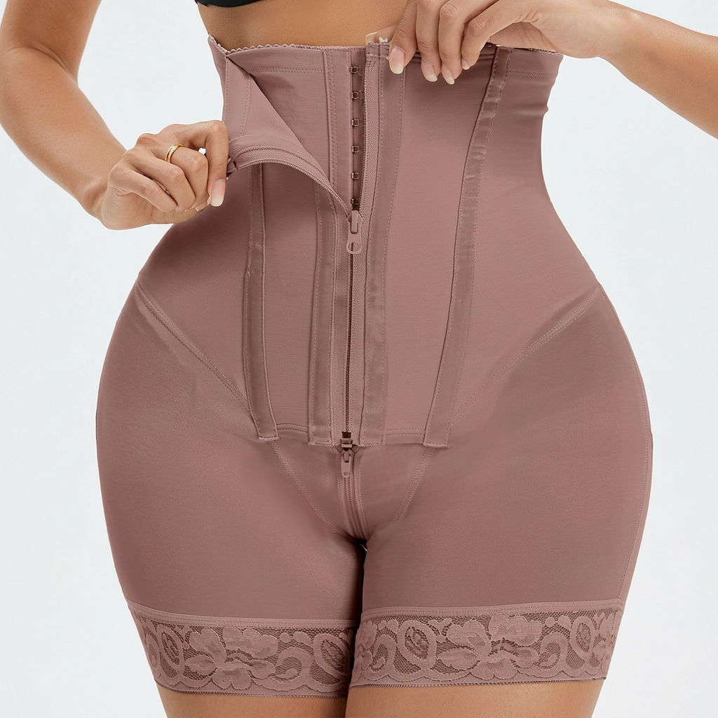 Gaine Sculptante Taille Haute Zip Frontal – Compression 360° & Ventre Plat