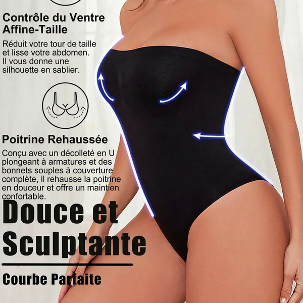 Body Gainant Bandeau Sans Coutures – Silhouette Sculptée & Maintien Invisible