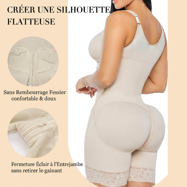 Combinaison Gainante Compression 360° – Manches 3/4 & Silhouette Sculptée