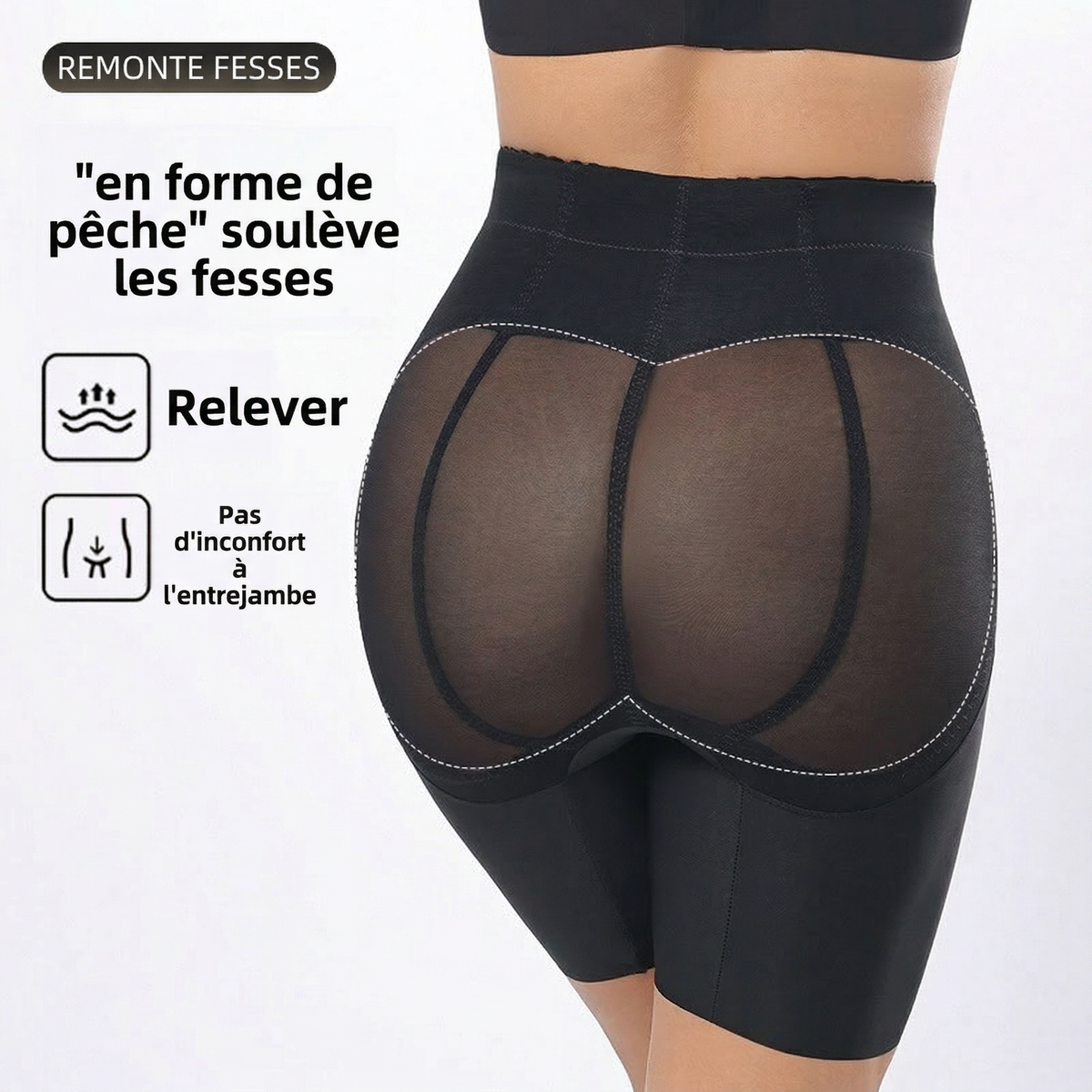 Short Gainant Taille Haute Push-Up Effet Peach Lift & Ventre Plat