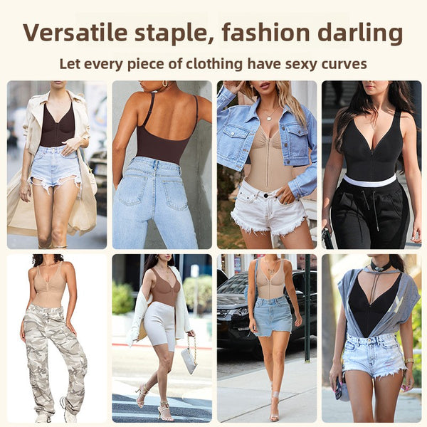 Body Gainant Zippé Sculptant Effet Ventre Plat & Silhouette Redessinée