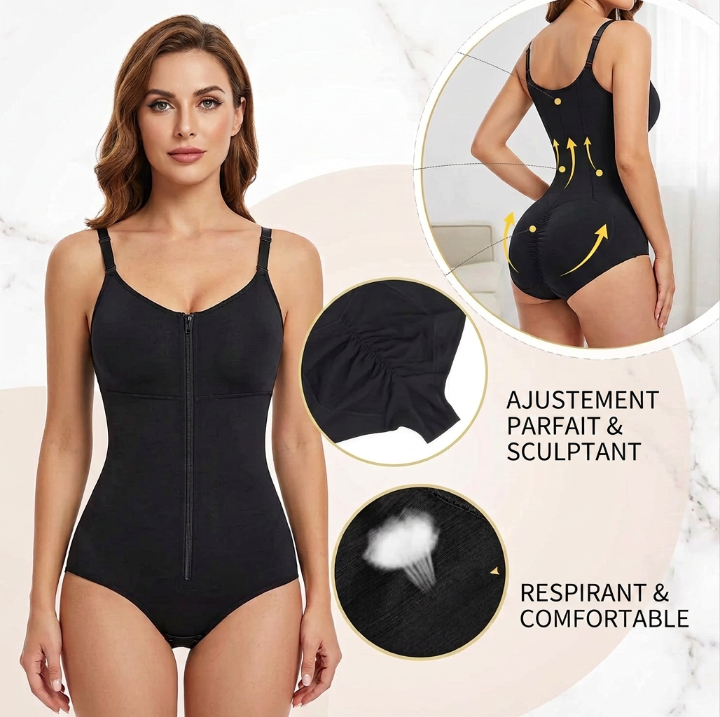 Body Gainant Zip Frontal – Taille Sculptée & Silhouette 360°