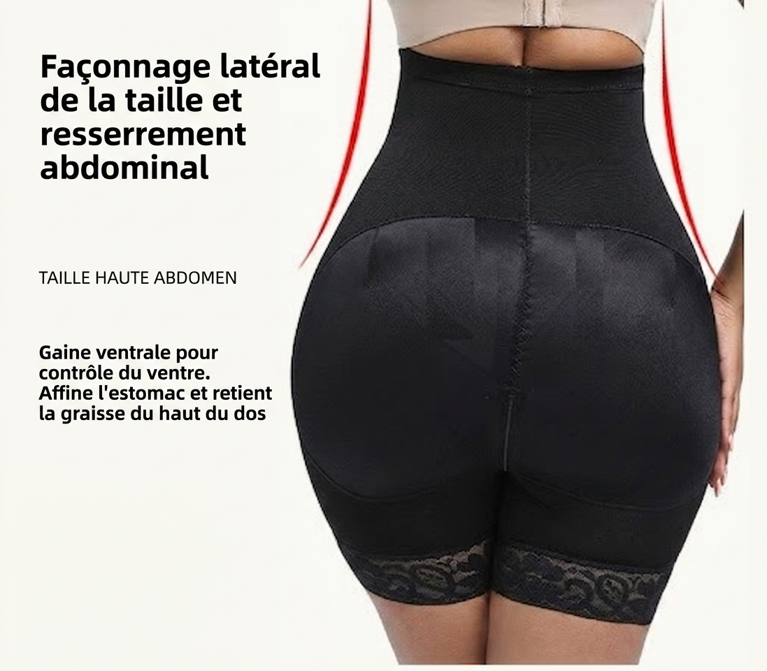 Short Gainante Taille Haute Sculptante Ventre Plat Effet Push-Up