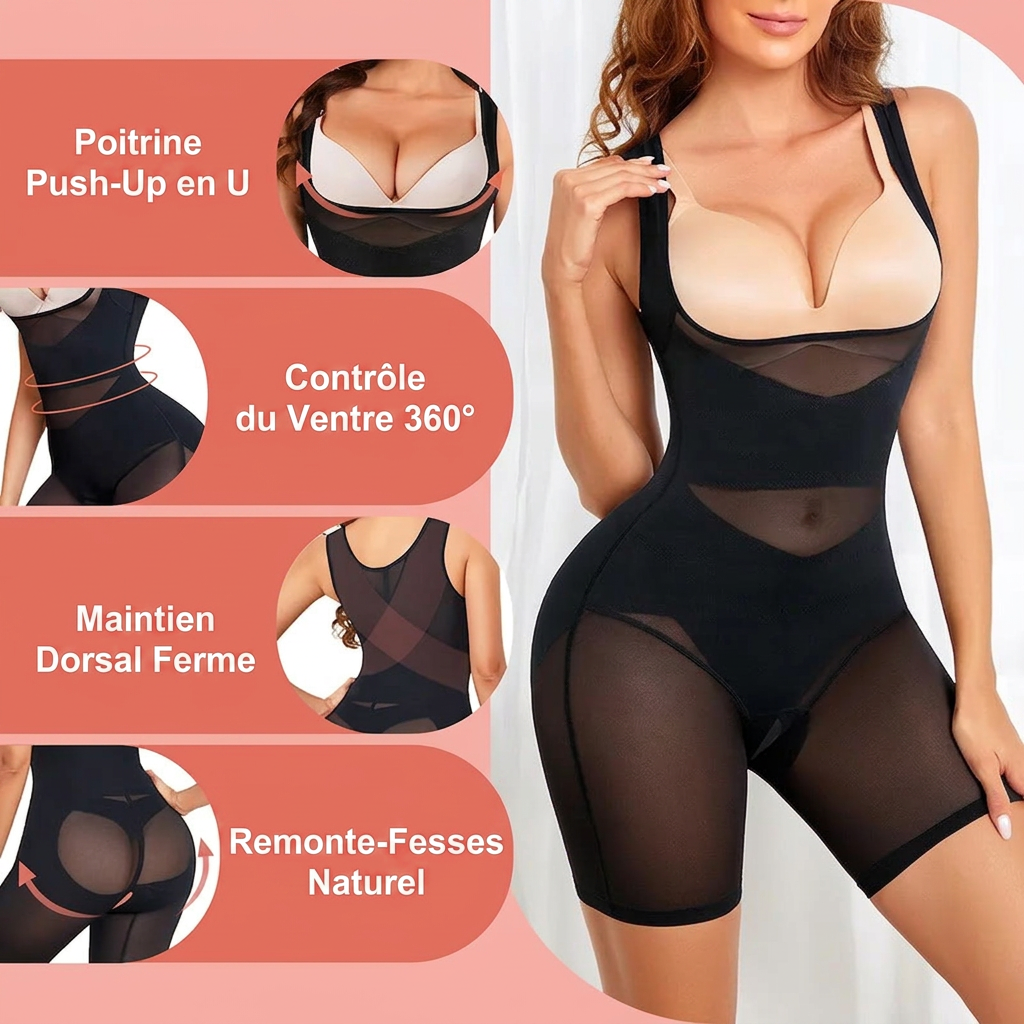 Combinaison Gainante Transparente Sculptante Effet Sablier Ventre Plat