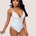  Dentelle à encolure en V profonde - Blanc