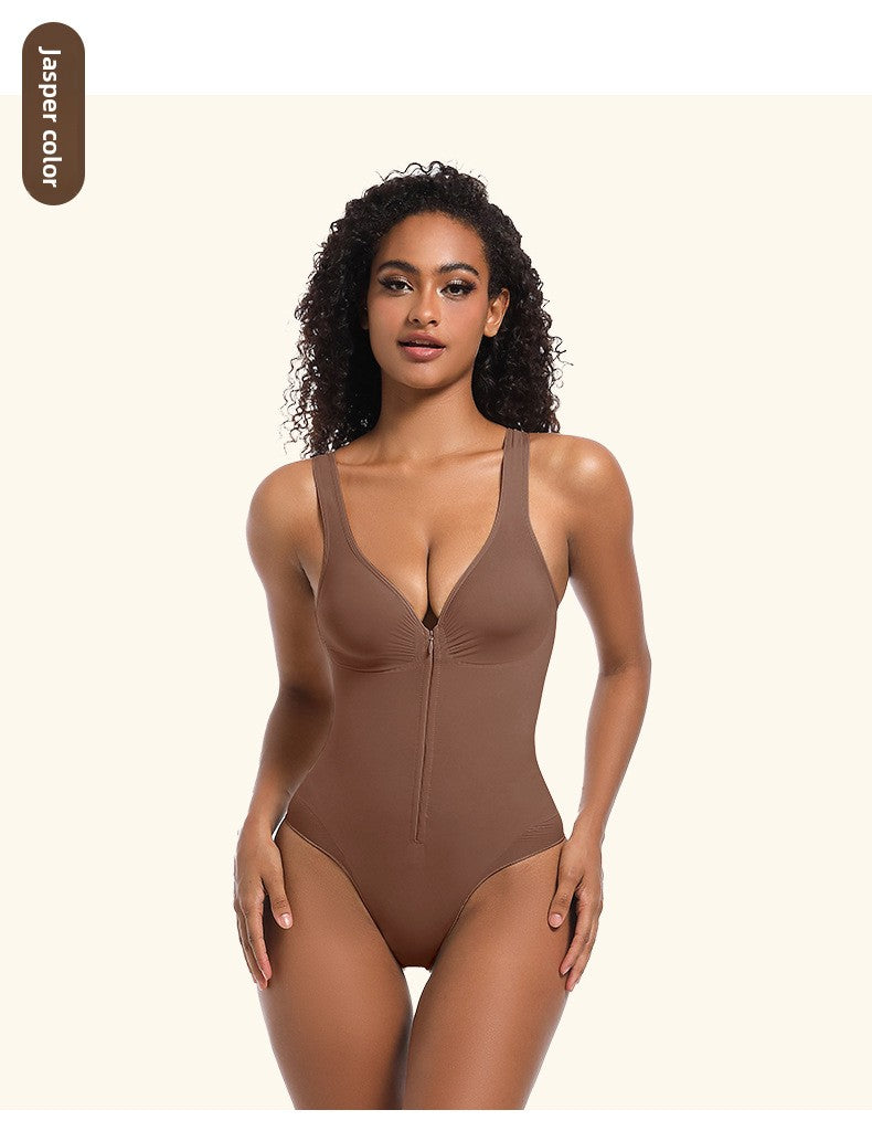 Body Gainant Zippé Sculptant Effet Ventre Plat & Silhouette Redessinée
