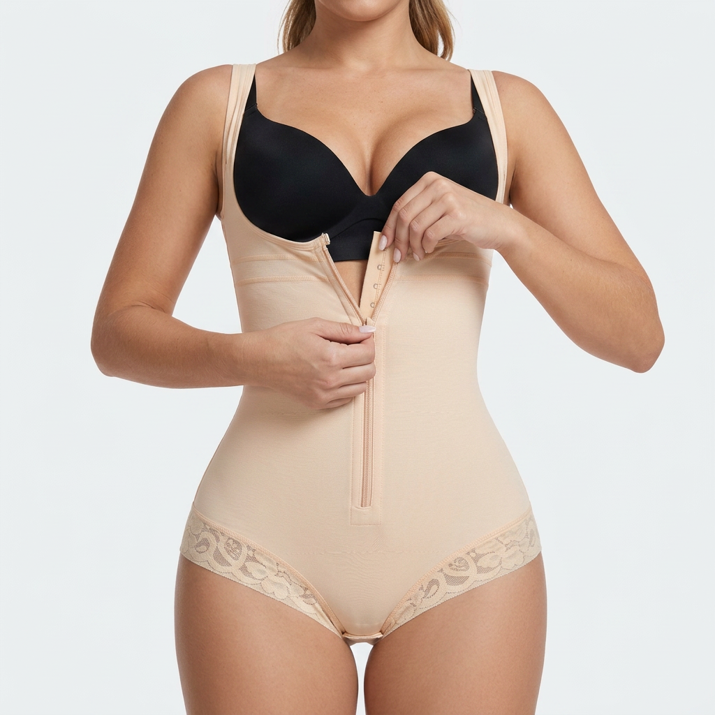 Gaine Sculptante Intégrale Zip Frontal – Taille Sculptée & Maintien Invisible