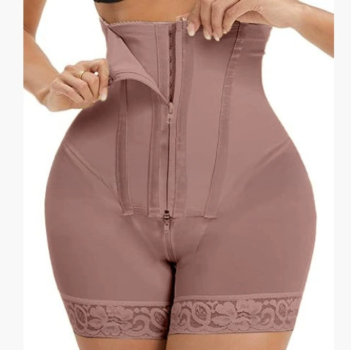 Short Gainante Taille Haute Sculptante Ventre Plat Effet Push-Up