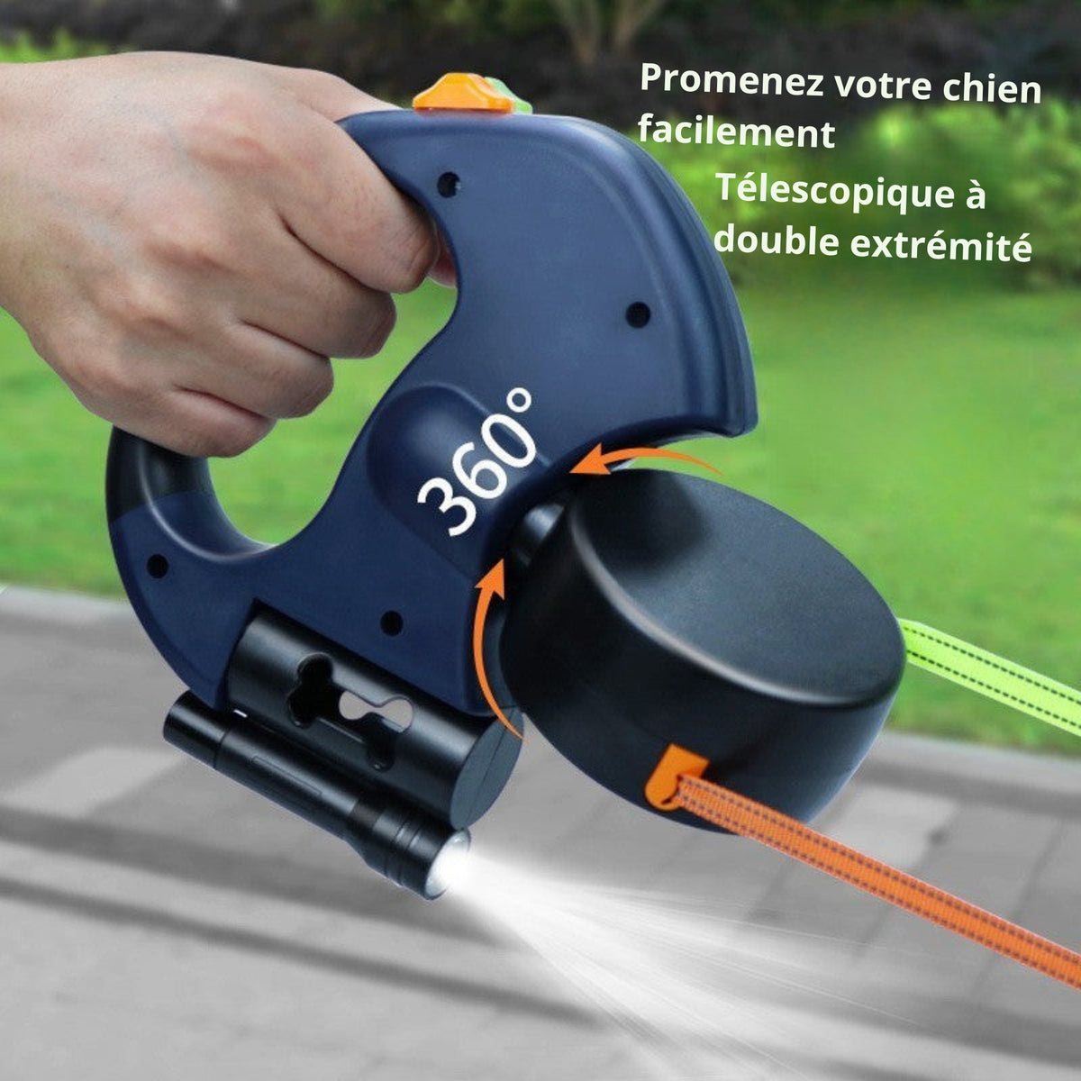 Flexi Paw - Laisse double pour chien avec pivot anti-enchevêtrement et lumière LED