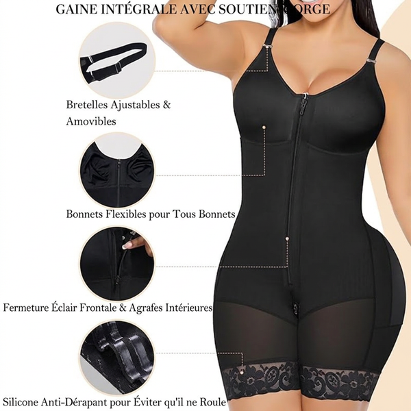 Combinaison Gainante Compression 360° – Manches 3/4 & Silhouette Sculptée