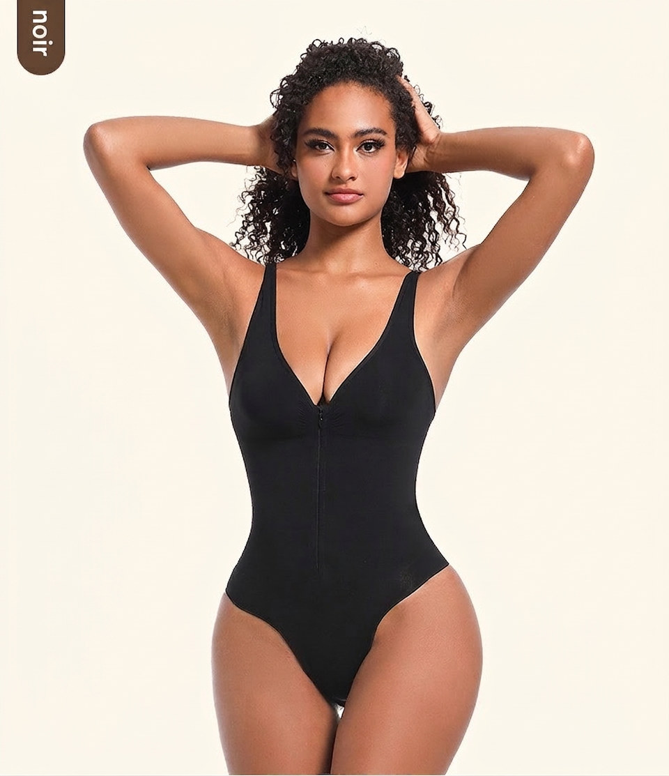 Body Gainant Zippé Sculptant Effet Ventre Plat & Silhouette Redessinée