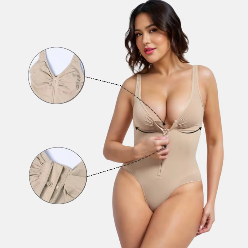 Body Gainant Zippé Sculptant Effet Ventre Plat & Silhouette Redessinée