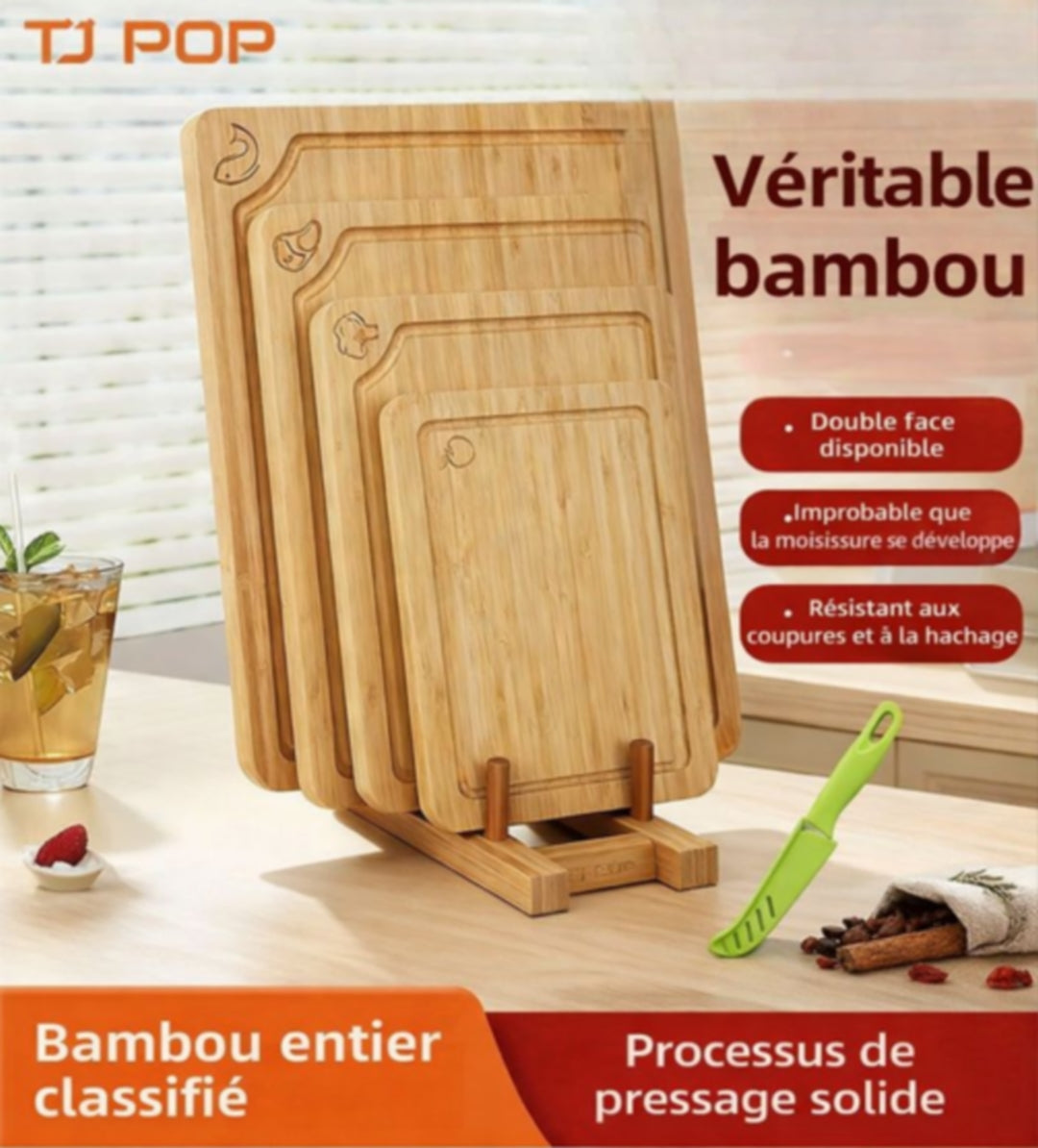 Ensemble de Planches à Découper en Bambou – Organisation, Hygiène & Élégance