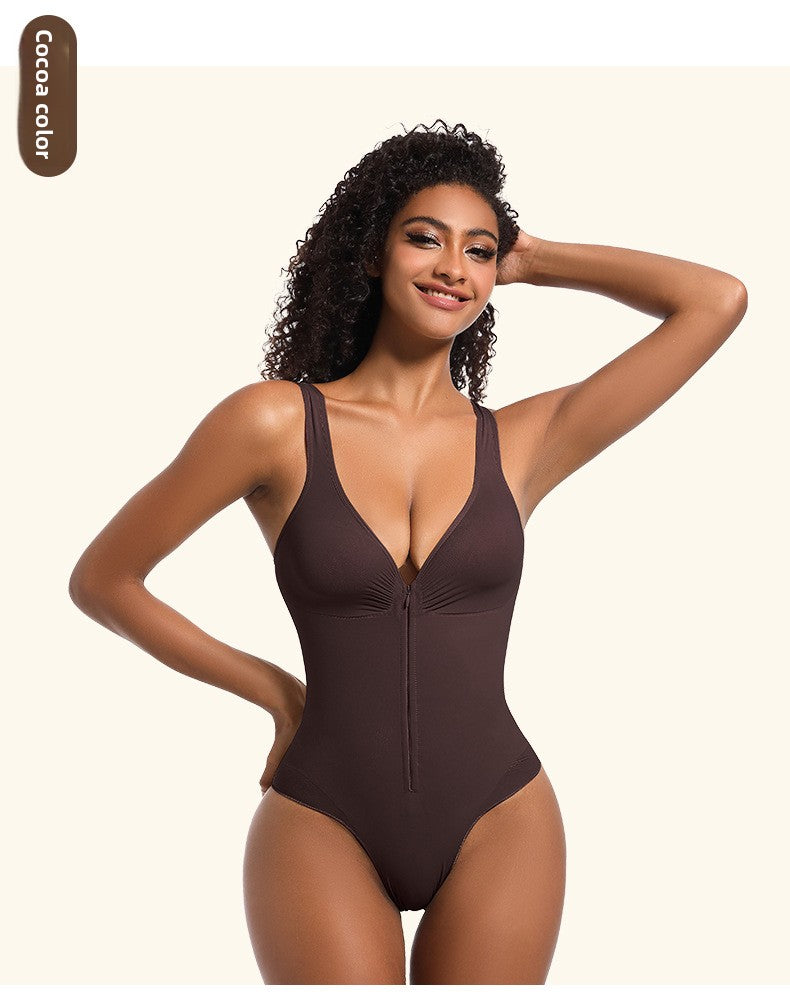 Body Gainant Zippé Sculptant Effet Ventre Plat & Silhouette Redessinée